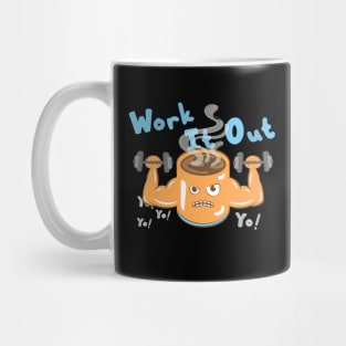 Coffee Monster Work It Out Logo Design Mug